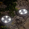 Juego de 8 focos solares redondos de acero inoxidable para empotrar o insertar - LUMISKY - DECKY - LED blanco frío - 12 cm