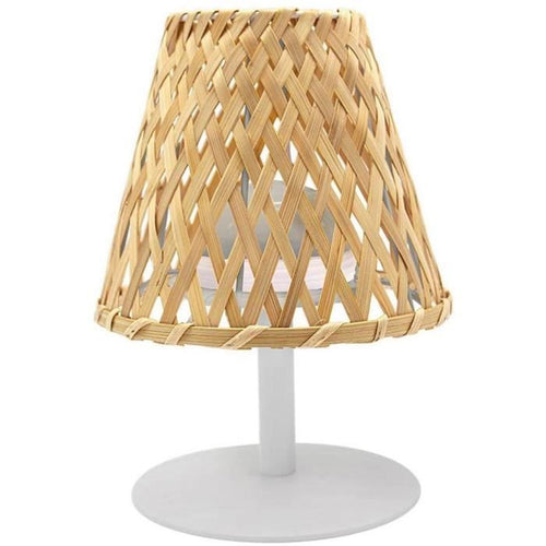 Lampada da tavolo senza fili - LUMISKY - IBIZA - H26 cm - Bambù naturale - Bianco caldo e LED bianco
