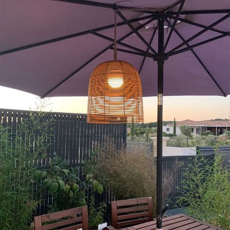 Lampada a sospensione nomade - LUMISKY - HANG BOHEME - H35 cm - Polyrattan con corda - LED bianco caldo e bianco dimmerabile