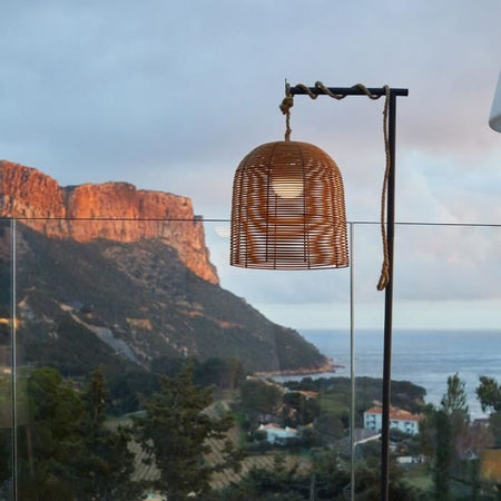 Lampada a sospensione nomade - LUMISKY - HANG BOHEME - H35 cm - Polyrattan con corda - LED bianco caldo e bianco dimmerabile