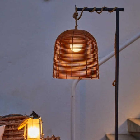 Lampada a sospensione nomade - LUMISKY - HANG BOHEME - H35 cm - Polyrattan con corda - LED bianco caldo e bianco dimmerabile