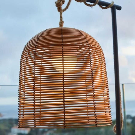 Lampada a sospensione nomade - LUMISKY - HANG BOHEME - H35 cm - Polyrattan con corda - LED bianco caldo e bianco dimmerabile