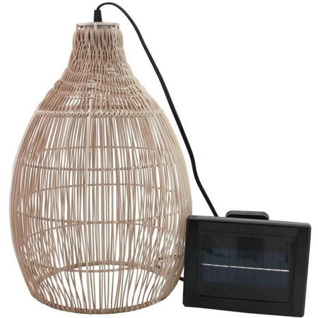 Lampada a sospensione solare - LUMISKY - HOLIDAY - H42 cm - Stile bohémien naturale intrecciato in vimini - LED bianco caldo