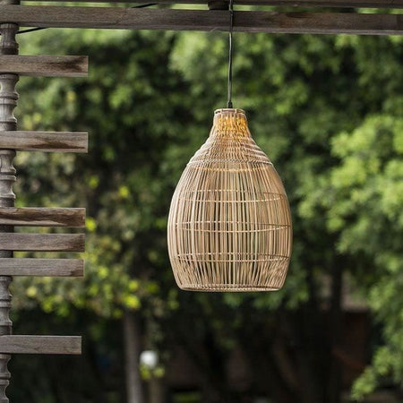 Lampada a sospensione solare - LUMISKY - HOLIDAY - H42 cm - Stile bohémien naturale intrecciato in vimini - LED bianco caldo