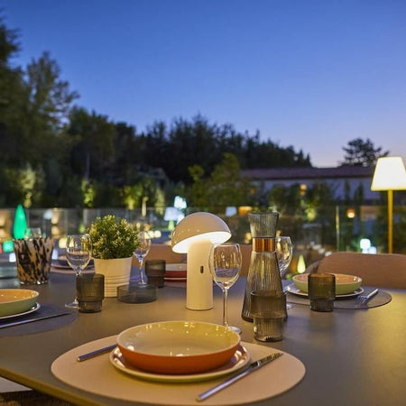 Lampada da tavolo senza fili - LUMISKY - TOD WHITE - H28 cm - Testa orientabile - LED bianco caldo