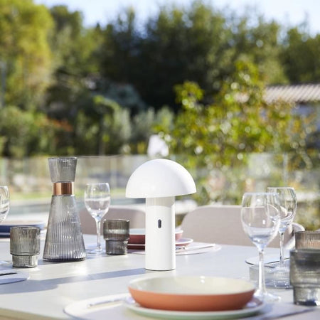 Lampada da tavolo senza fili - LUMISKY - TOD WHITE - H28 cm - Testa orientabile - LED bianco caldo