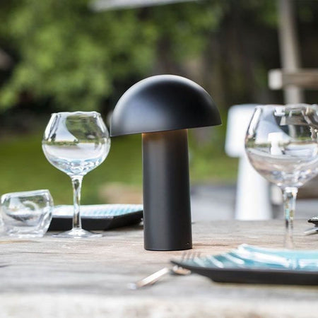 Lampada da tavolo senza fili - LUMISKY - TOD BLACK - H28 cm - Testa orientabile - LED bianco caldo
