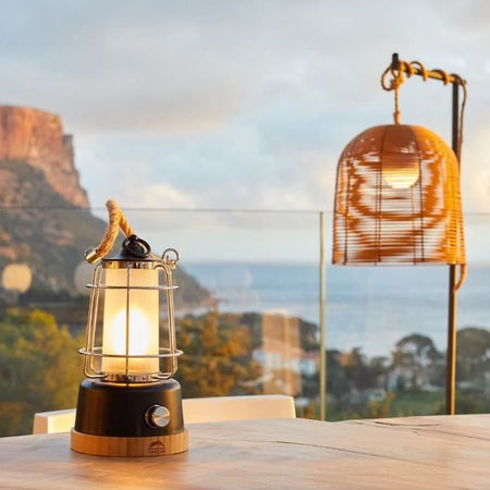 Lanterna senza fili - LUMISKY - WILDY - H23 cm - Maniglia in corda - LED bianco caldo e dimmerabile