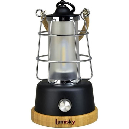 Lanterna senza fili - LUMISKY - WILDY - H23 cm - Maniglia in corda - LED bianco caldo e dimmerabile