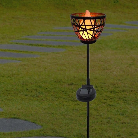 Torcia solare in metallo da attaccare - LUMISKY - BLOSSOM - H84,5 cm - LED bianco caldo