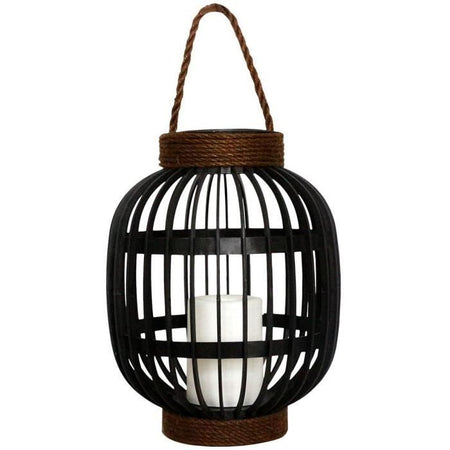 Lanterna solare decorativa - LUMISKY - FIDJY - H30 cm - Manico in corda effetto candela - LED bianco caldo