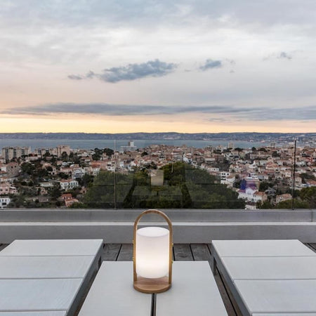 Lanterna wireless a LED Woody LUMISKY - H 37 cm - Bianco