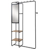 Mobile ingresso - LUTON - Struttura in metallo - Nero / Rovere artigianale - 100 x 185 x 37 cm - 2 ripiani - 1 specchio