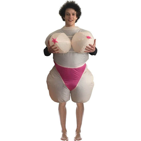 Vestito gonfiabile divertente per uomo o donna addio al celibato nubilato 18+