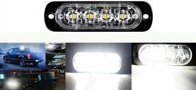 Lampeggiante 4 LED 2W Flash Strobo 12-24V 6000K Trasporto eccezionale emergenza