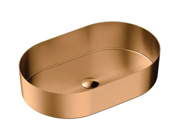 Lavabo Da Appoggio In Acciaio Inox 55x35 - Oro Rosa - Shopbagno.it
