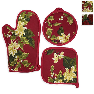 Le Antiche Telerie Set Tre Pezzi Guanto con Presine da Forno Stella S12 - Passarelli Biancheria