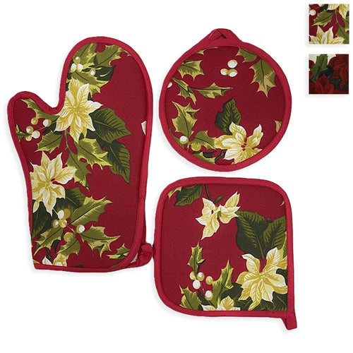 Le Antiche Telerie Set Tre Pezzi Guanto con Presine da Forno Stella S12 - Passarelli Biancheria