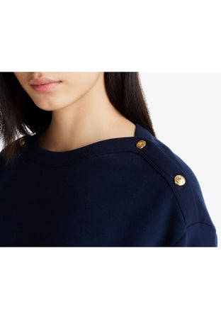 Tommy Hilfiger FELPA GOLD BTN BOAT-NK SWTSHIRT da donna