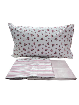 Completo Lenzuola Casa Giulia Flower Matrimoniale Percalle di Cotone