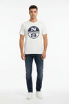 Maglietta North&Sails uomo estiva con logo frontale grande, 100% cotone, manica corta girocollo