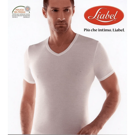 Liabel Maglia da Uomo Manica Corta Lana - Cotone Scollo V 5321/53 S24 - Passarelli Biancheria