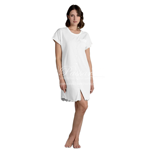 Lingery Camicia da Notte Maniche Corte in Jersey di Cotone Aperta 9159 2504S30