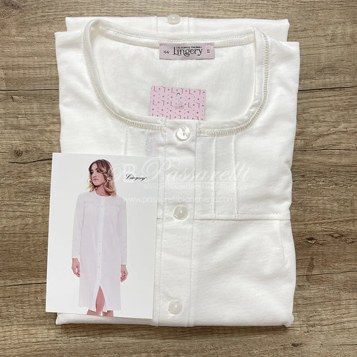 Lingery Camicia da Notte Maniche Lunghe in Jersey di Puro Cotone Clinica 9208 2509S23