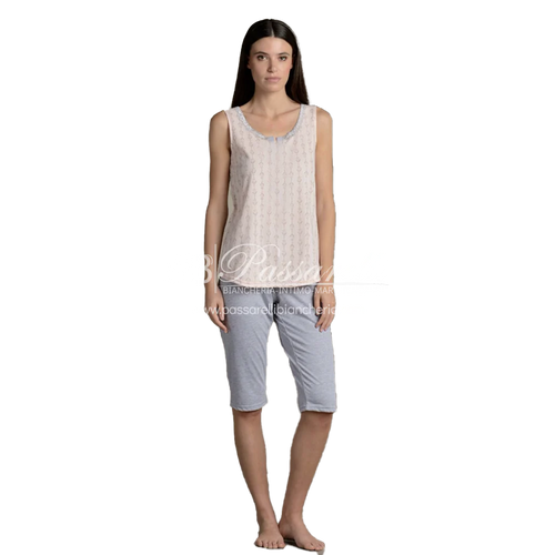 Lingery Pigiama Capri senza Maniche in Cotone Jersey da Donna 3091 2504S44