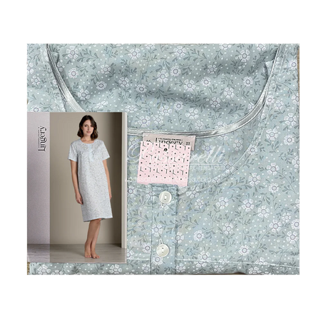 Lingery Camicia da Notte Maniche Corte in Mussola di Cotone 9197 2504S35