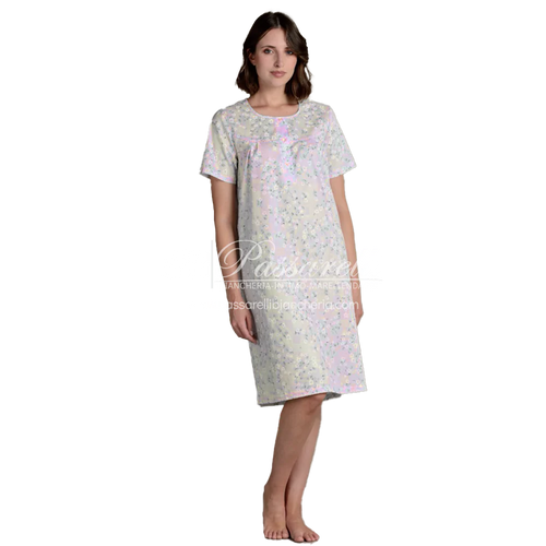 Lingery Camicia da Notte Maniche Corte in Mussola di Cotone 9197 2504S35