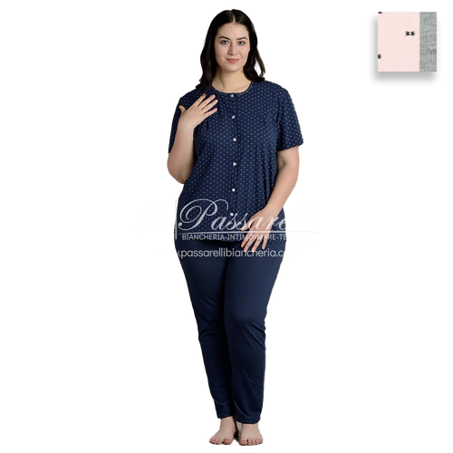 Lingery Pigiama Maniche Corte con Pantalone Lungo da Donna 731 2504S40