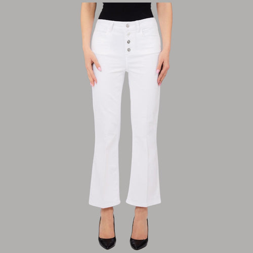 Liu Jo Jeans Cropped Flare, Vita Alta, bottone Gioiello