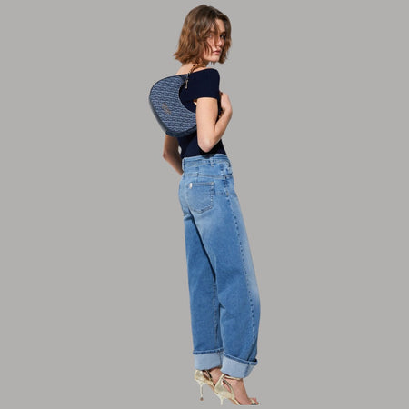 Liu Jo Jeans Flare Vita Alta con Cintura Logo Monogram