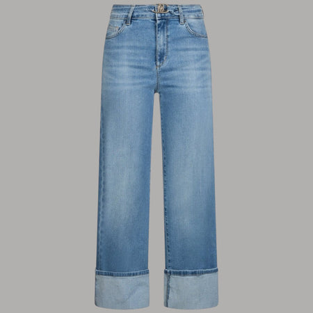 Liu Jo Jeans Flare Vita Alta con Cintura Logo Monogram