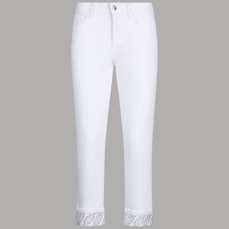 Liu Jo Jeans Skinny Bianchi con Strass e Risvolto Elegante