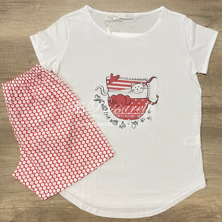 Liu Jo Pigiama Estivo da Donna Maniche Corte e Pantaloncino DL0049 S47