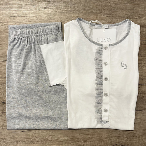 Liu Jo Pigiama Estivo da Donna Maniche Corte e Pantalone Lungo DL0103 S53