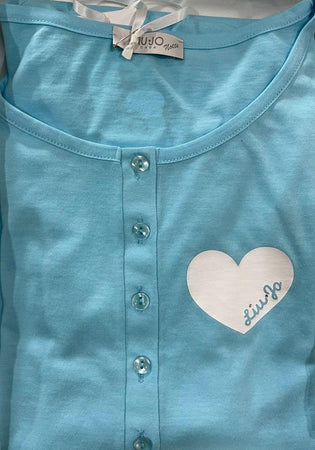 Liu Jo Pigiama Estivo da Donna in Cotone e Modal Maniche Lunghe Cuore DL0064 S76 - Passarelli Biancheria