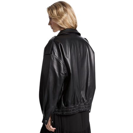 MICHAEL KORS giacche donna michael kors - oversized leather blouson - nero da donna