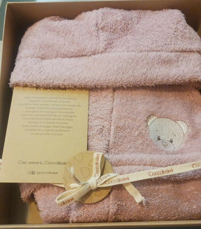 COCCOLISSIMI accappatoio con maniche in spugna di cotone, serie TEDDY, grafica ricamata, pratico ed avvolgente, la qualità per il tuo bambino, taglia 36/48 mesi