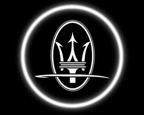 KIT LUCI LED MASERATI LOGO PROIETTORE BATTERIA SOTTOPORTA CORTESIA UNIVERSALE