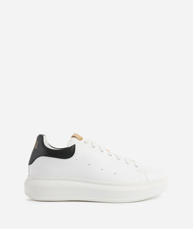 Alviero Martini Uomo Sneakers in pelle liscia con tallone a contrasto Bianche