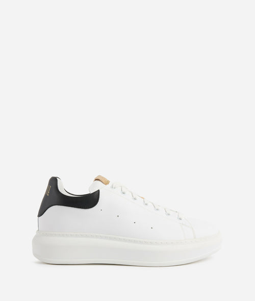 Alviero Martini Uomo Sneakers in pelle liscia con tallone a contrasto Bianche