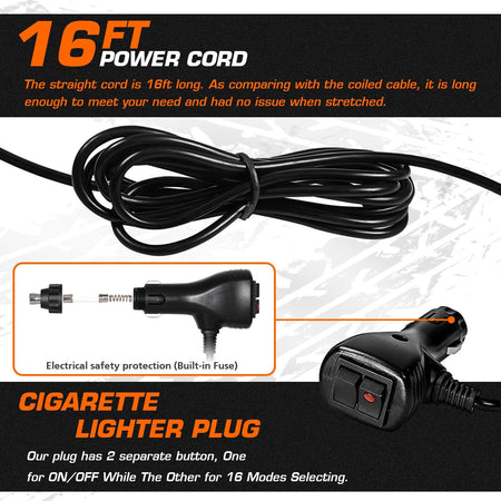 BARRA LAMPEGGIANTE STROBO 48LED 12-24V BASE MAGNETICA GIALLO EMERGENZA SOCCORSO 16 GIOCHI DI LUCE