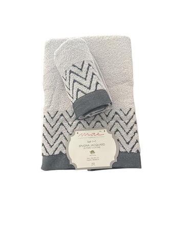 Set Asciugamani 1+1 Via Roma 60 Samba – Spugna di Cotone Jacquard 420 gr/m²