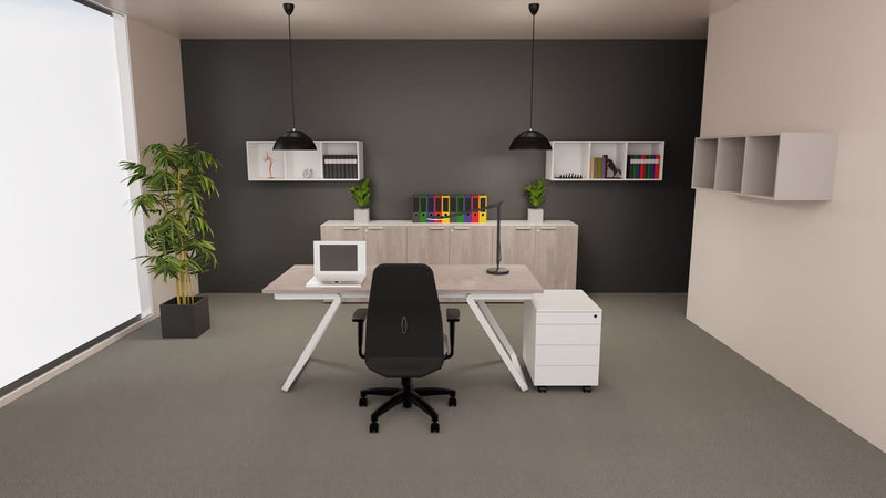 Mobile ufficio in melaminico con ante battenti in vari colori a scelta cm. 90x43x129h