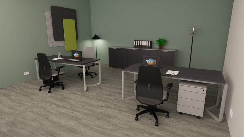 Mobile moderno per ufficio operativo con struttura grigia in melaminico cm. 90x43x129h