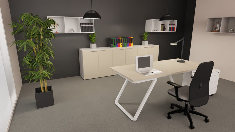 Mobile moderno per ufficio operativo con struttura grigia in melaminico cm. 90x43x129h