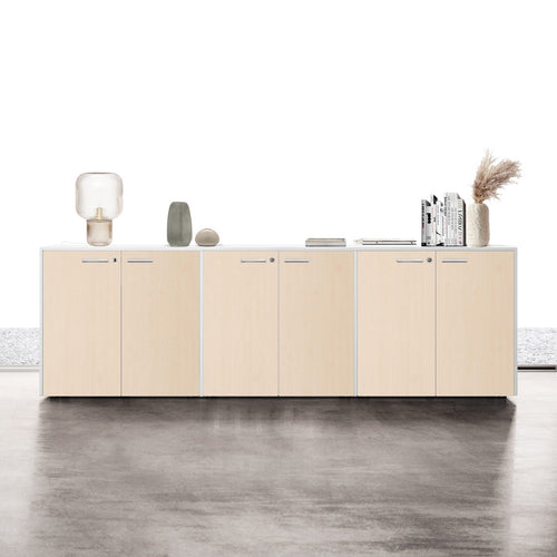 Mobile libreria con 6 ante battenti da ufficio operativo, struttura bianca cm. 270x43x87h